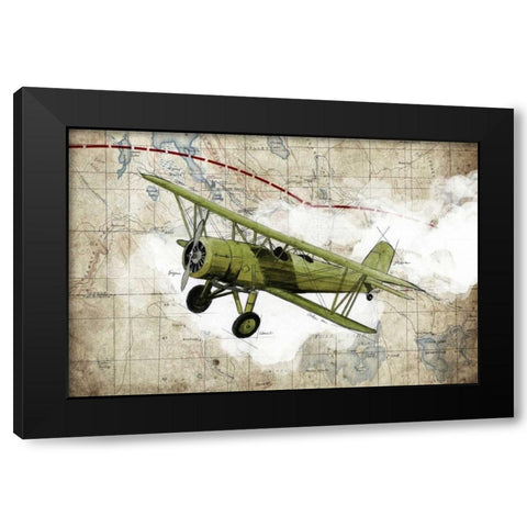Biplane 2 Black Modern Wood Framed Art Print by GraphINC Studio