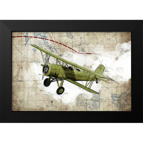 Biplane 2 Black Modern Wood Framed Art Print by GraphINC Studio