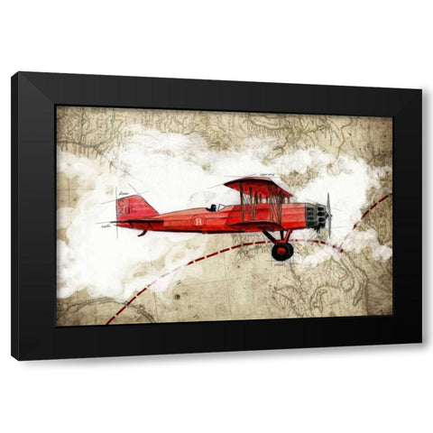 Biplane 3 Black Modern Wood Framed Art Print with Double Matting by GraphINC Studio