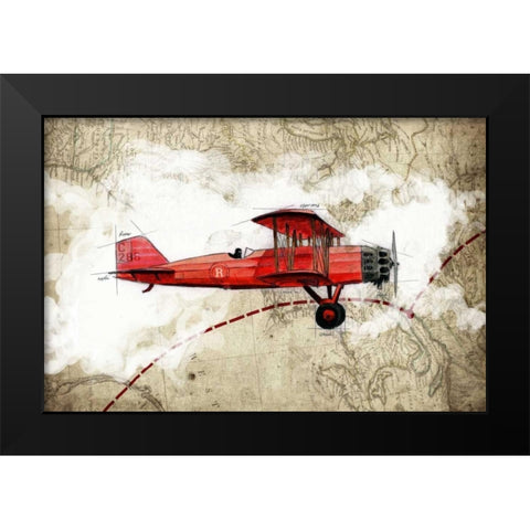Biplane 3 Black Modern Wood Framed Art Print by GraphINC Studio