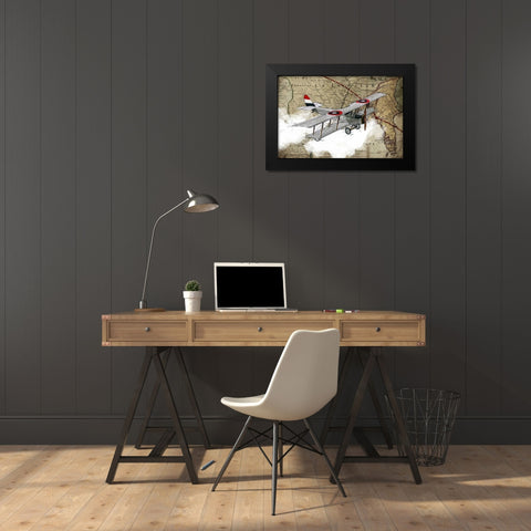 Biplane 4 Black Modern Wood Framed Art Print by GraphINC Studio