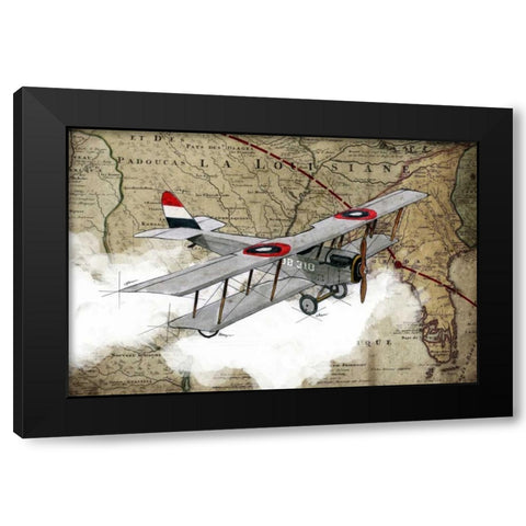 Biplane 4 Black Modern Wood Framed Art Print by GraphINC Studio