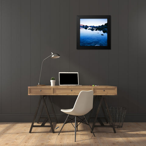 Blue Rocks Black Modern Wood Framed Art Print by PhotoINC Studio