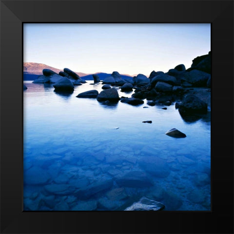 Blue Rocks Black Modern Wood Framed Art Print by PhotoINC Studio