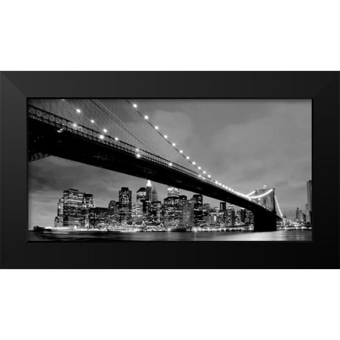 Brooklyn Bridge View Black Modern Wood Framed Art Print by PhotoINC Studio