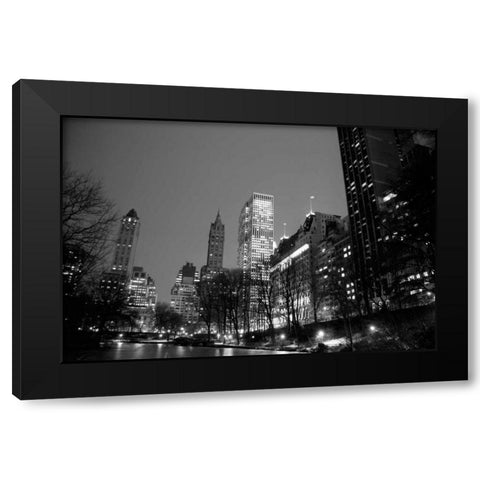 Central Park View Black Modern Wood Framed Art Print by PhotoINC Studio