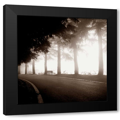 Roadside Bench Black Modern Wood Framed Art Print with Double Matting by PhotoINC Studio