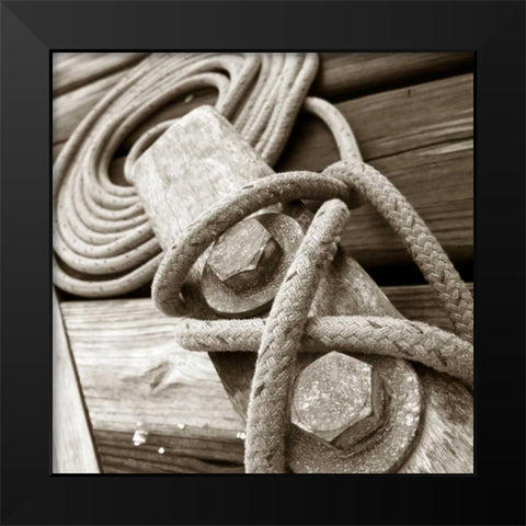 Knots and Bolts Black Modern Wood Framed Art Print by PhotoINC Studio
