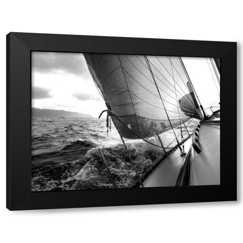 Waves Black Modern Wood Framed Art Print with Double Matting by PhotoINC Studio