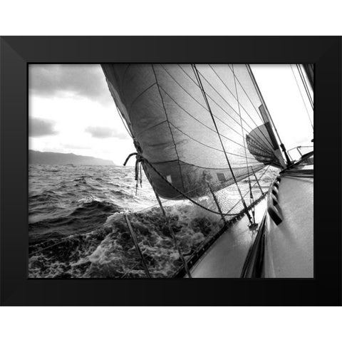 Waves Black Modern Wood Framed Art Print by PhotoINC Studio