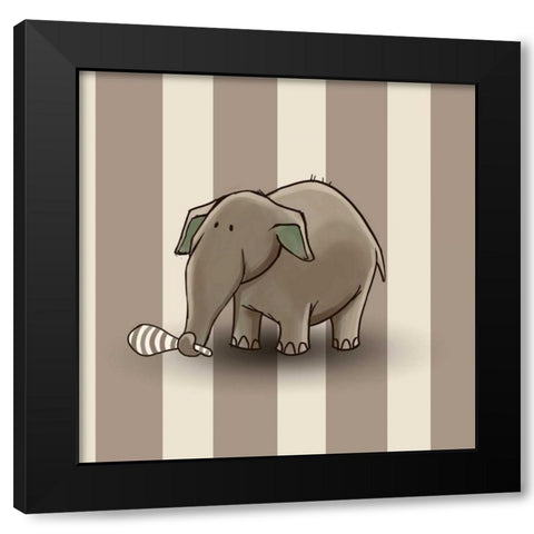 Elephant Black Modern Wood Framed Art Print with Double Matting by GraphINC