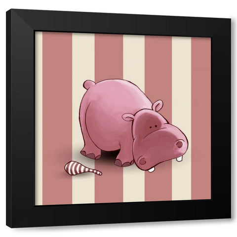 Hippo Black Modern Wood Framed Art Print by GraphINC