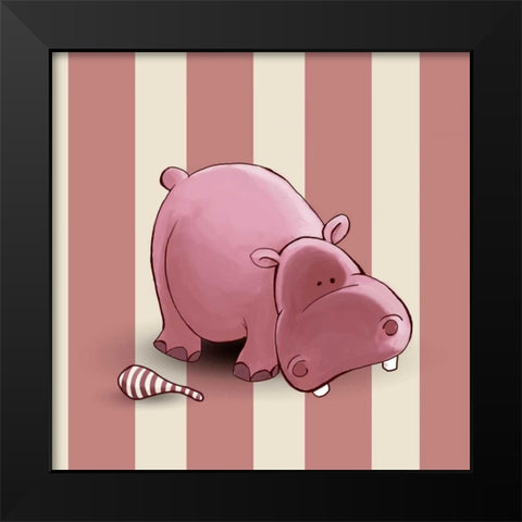Hippo Black Modern Wood Framed Art Print by GraphINC