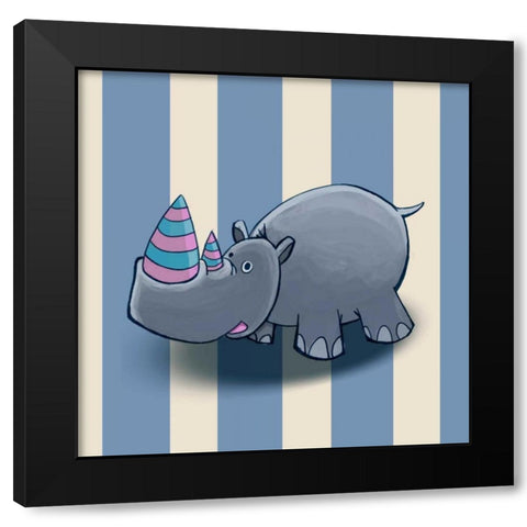 Rhino Black Modern Wood Framed Art Print by GraphINC