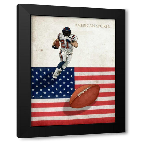 American Sports-Football 1 Black Modern Wood Framed Art Print with Double Matting by GraphINC Studio