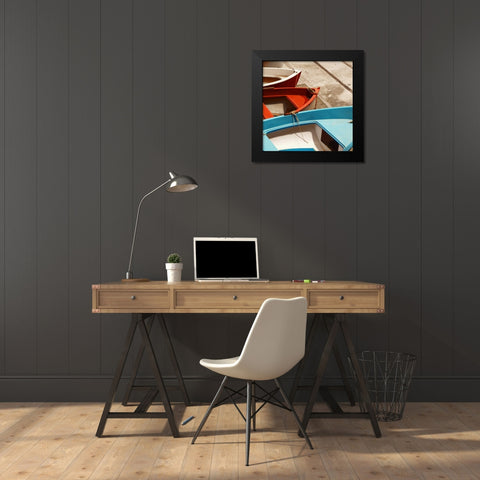Colorful Boats Black Modern Wood Framed Art Print by PhotoINC Studio