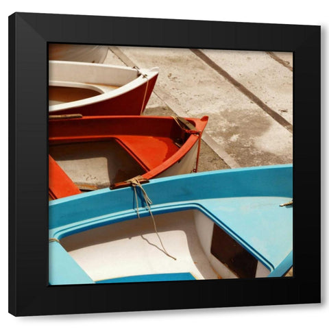 Colorful Boats Black Modern Wood Framed Art Print with Double Matting by PhotoINC Studio