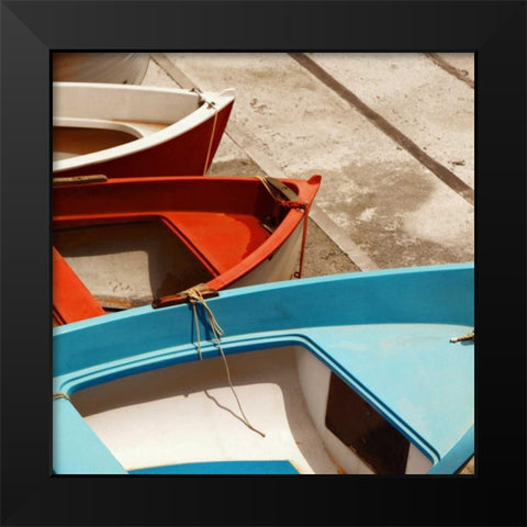 Colorful Boats Black Modern Wood Framed Art Print by PhotoINC Studio
