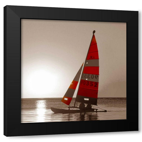Sailboat Sunset Black Modern Wood Framed Art Print with Double Matting by PhotoINC Studio