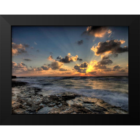 Beach Black Modern Wood Framed Art Print by PhotoINC Studio