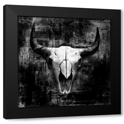 Black Cowskull Black Modern Wood Framed Art Print with Double Matting by GraphINC