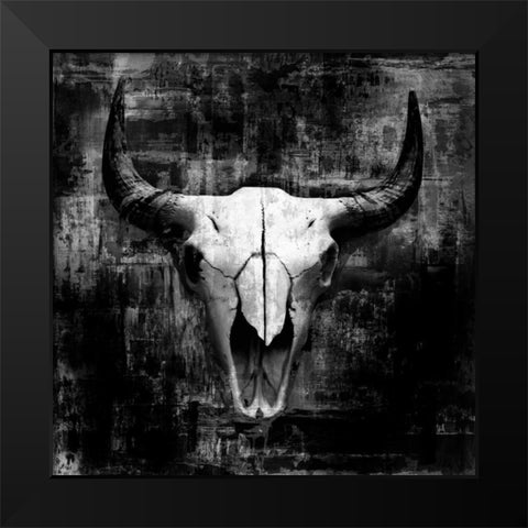 Black Cowskull Black Modern Wood Framed Art Print by GraphINC