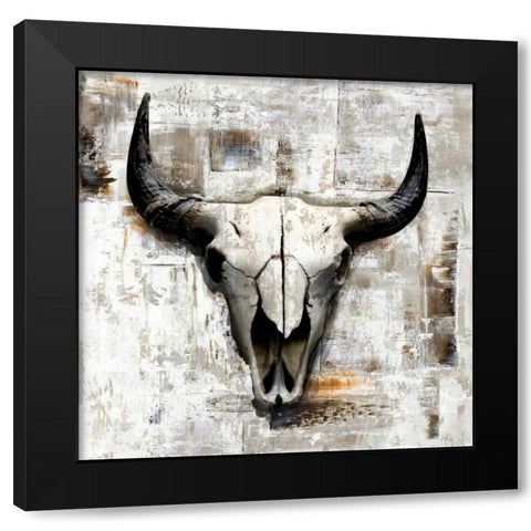 White Cowskull Black Modern Wood Framed Art Print by GraphINC