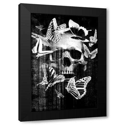 Skull Butterfly Crown Black Modern Wood Framed Art Print by GraphINC