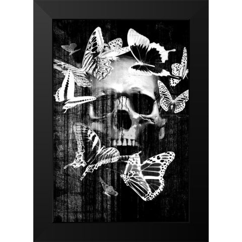 Skull Butterfly Crown Black Modern Wood Framed Art Print by GraphINC