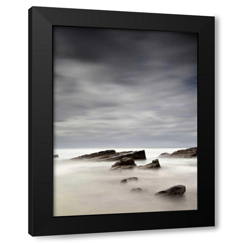 Rocks in Mist Black Modern Wood Framed Art Print with Double Matting by PhotoINC Studio