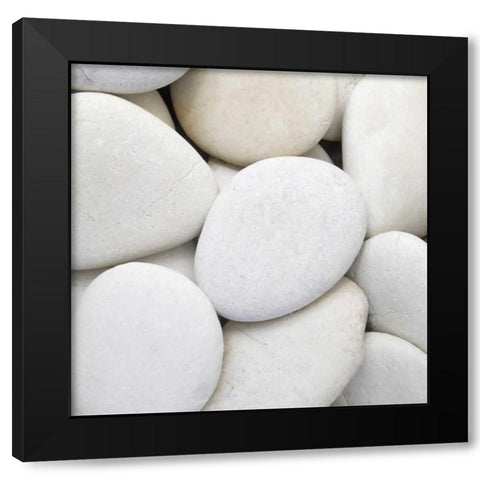 White Pebbles Black Modern Wood Framed Art Print with Double Matting by PhotoINC Studio