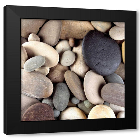 Brown Pebbles Black Modern Wood Framed Art Print by PhotoINC Studio