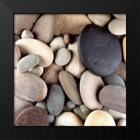 Brown Pebbles Black Modern Wood Framed Art Print by PhotoINC Studio
