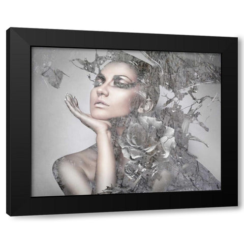 Cool Grey Black Modern Wood Framed Art Print by GraphINC
