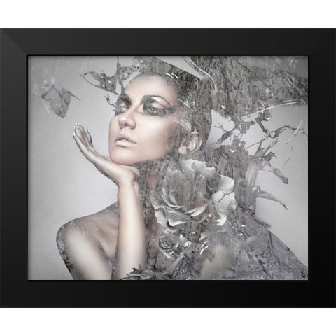 Cool Grey Black Modern Wood Framed Art Print by GraphINC