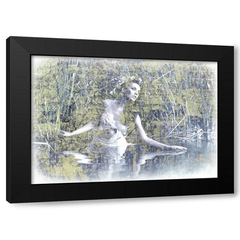Swan Lake Black Modern Wood Framed Art Print by GraphINC