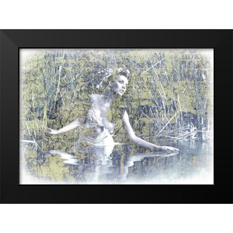Swan Lake Black Modern Wood Framed Art Print by GraphINC