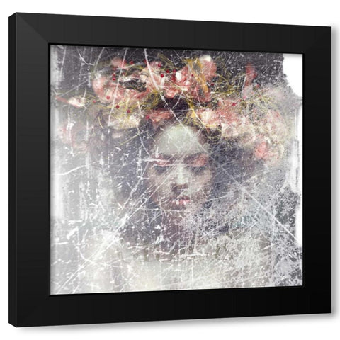 Flower Crown Black Modern Wood Framed Art Print with Double Matting by GraphINC