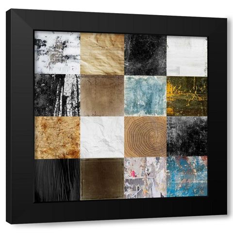 Tiles Decor Blue Notes 2 Black Modern Wood Framed Art Print with Double Matting by GraphINC