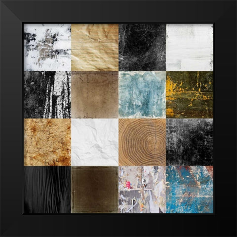 Tiles Decor Blue Notes 2 Black Modern Wood Framed Art Print by GraphINC