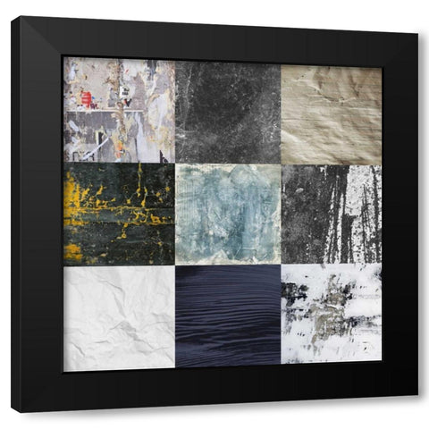 Tiles Decor Blue Notes 1 Black Modern Wood Framed Art Print with Double Matting by GraphINC