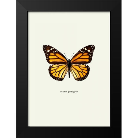 Yellow Butterfly Black Modern Wood Framed Art Print by GraphINC