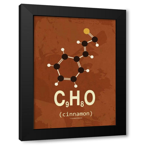 Molecule Cinnamon Black Modern Wood Framed Art Print by TypeLike