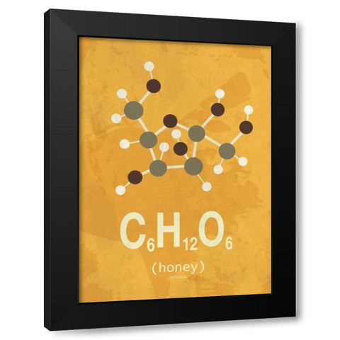 Molecule Honey Black Modern Wood Framed Art Print by TypeLike