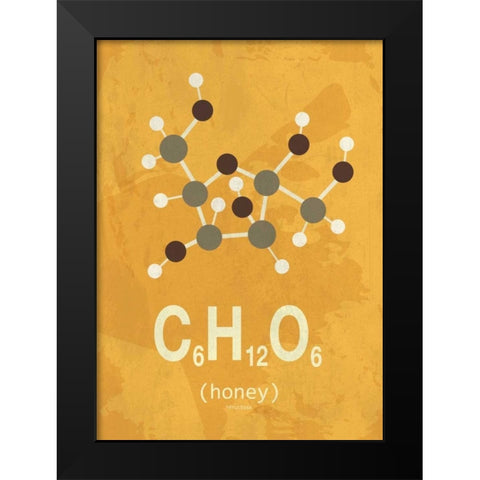 Molecule Honey Black Modern Wood Framed Art Print by TypeLike