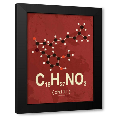 Molecule Chili Black Modern Wood Framed Art Print by TypeLike
