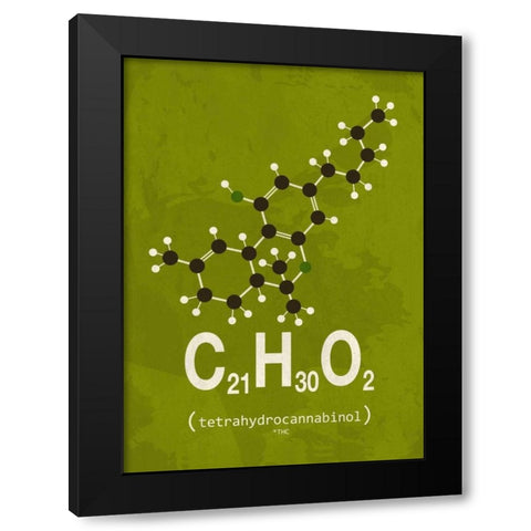 Molecule THC Black Modern Wood Framed Art Print with Double Matting by TypeLike