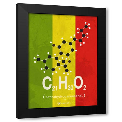 Molecule THC Black Modern Wood Framed Art Print with Double Matting by TypeLike