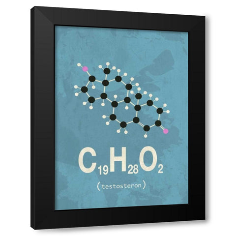 Molecule Testosterone Black Modern Wood Framed Art Print with Double Matting by TypeLike