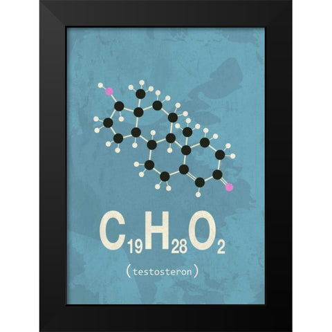 Molecule Testosterone Black Modern Wood Framed Art Print by TypeLike